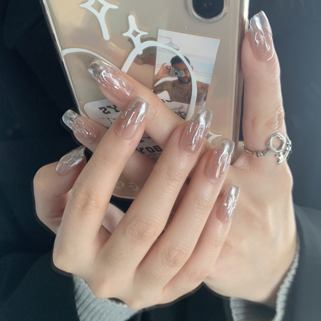 美甲贴片指甲成品ins风假指甲高级短款穿戴式网红爆款拆卸欧美