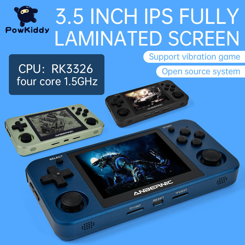powkiddy 新品周哥rg351mp开源掌机psp铝合金高清3.5寸摇杆游戏机