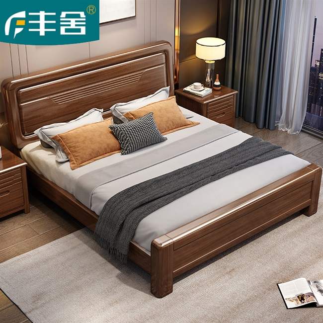 丰舍 床 实木床 胡桃木床1.8米1.5米2*2.2米双人床新中式婚床大床