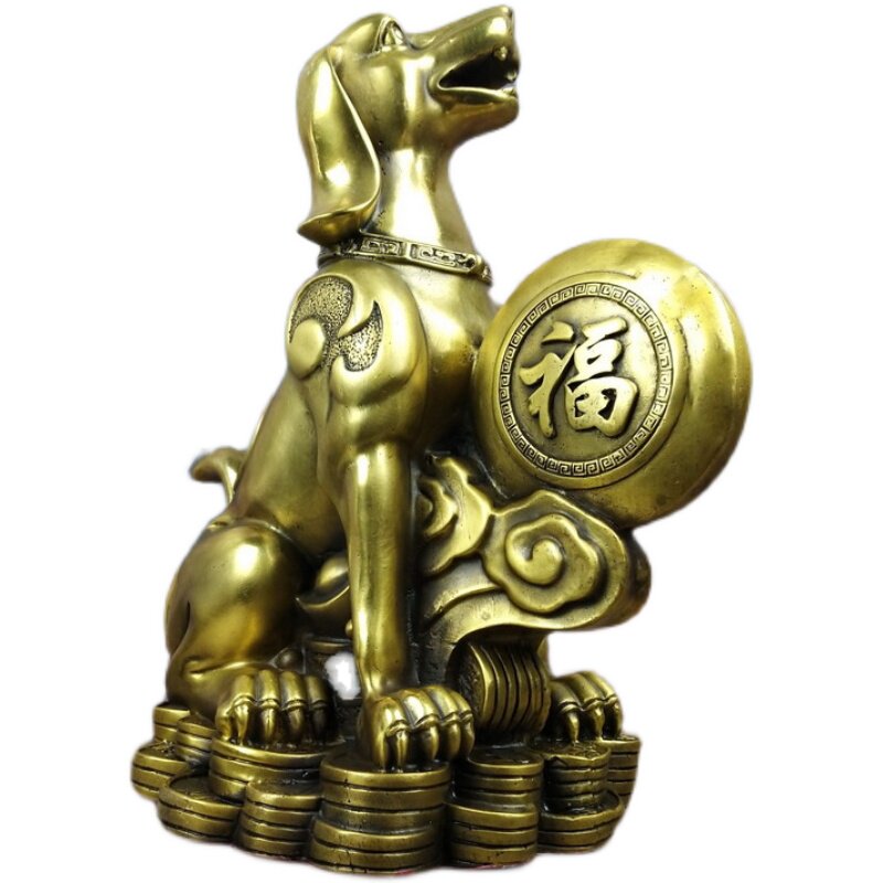 纯铜坐地生金狗十二生肖狗摆件铜狗招财旺财风水家4居装饰品金钱
