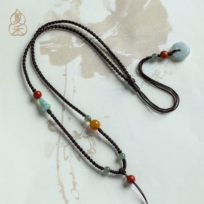 高档多宝项链绳子吊坠绳翡翠玉吊坠挂绳挂件绳女细毛衣链手工编绳