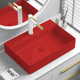 红色台上盆陶瓷洗手池洗手盆洗脸盆长方形洗漱洗面盆台盆水盆水池