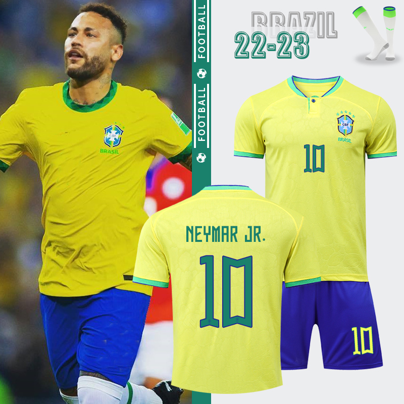 2022巴西世界杯球衣10号内马尔国家队男足球服套装定制女比赛儿童
