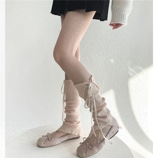 芭蕾风袜套过膝长筒靴堆堆袜子显腿细腿套夏季天女款袜筒针织绑带