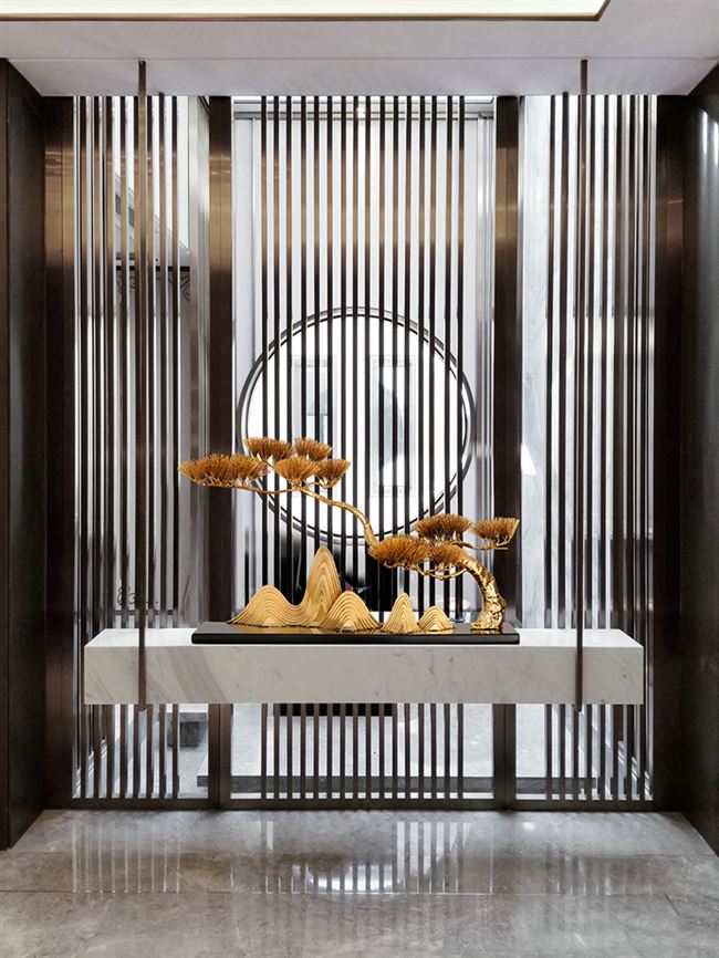 迎客松摆件酒店大厅摆设装饰品新中式家居玄关桌面铁艺雕塑工艺品