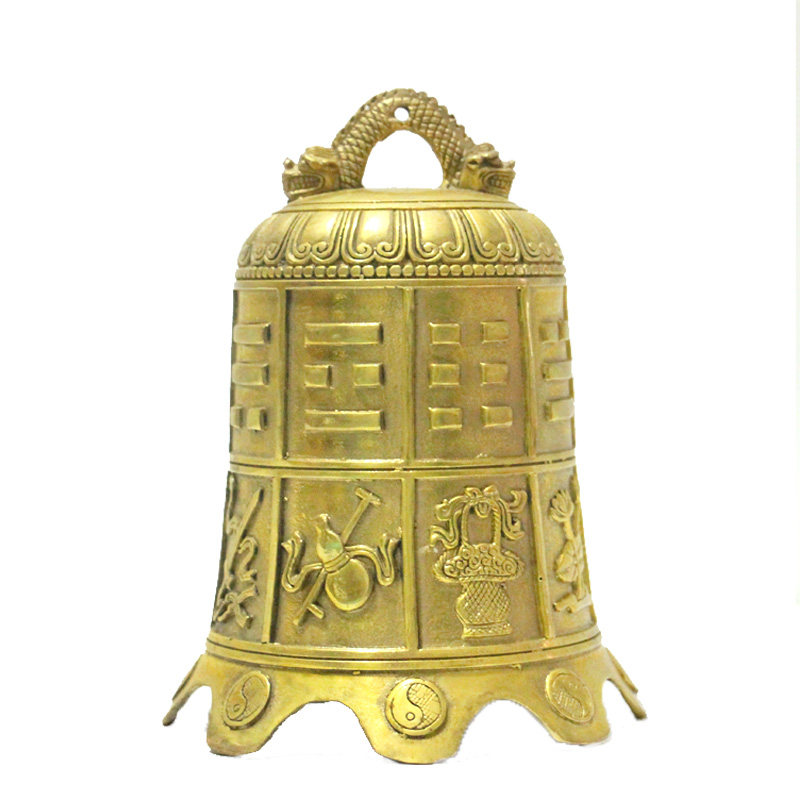 纯铜八仙法器寺庙铜钟摆件八宝铜铃铛挂件平安钟鎮宅家居门饰
