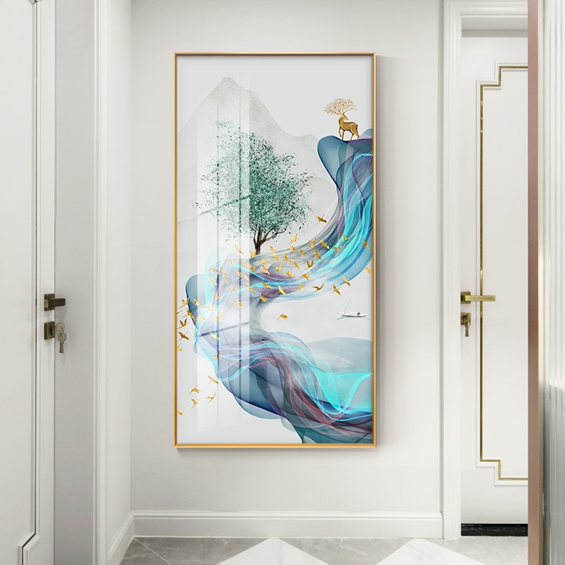 2021新款入户玄关装饰画现代简约走廊尽头挂画客厅过道轻奢风壁画
