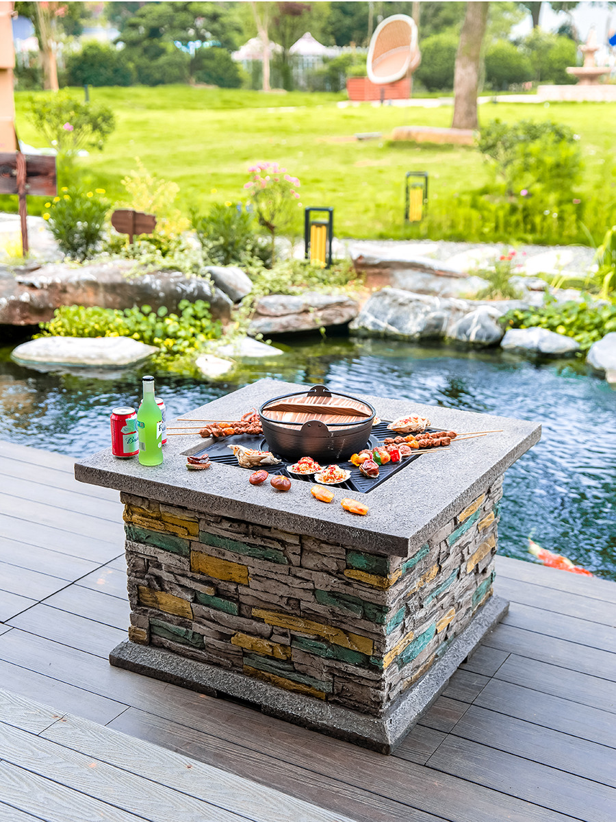 洛摩鼎别墅庭院烧烤炉子户外家用炭火盆烤火炉取暖炉烧烤架烤肉桌