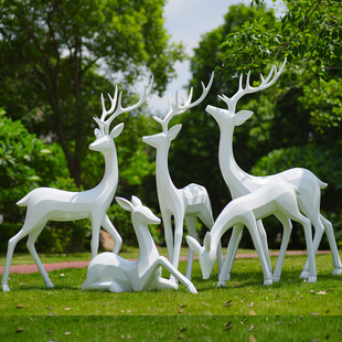 新品鹿雕塑摆件鹿玻璃钢仿铜园林景观小品售楼部小区公园橱窗装饰