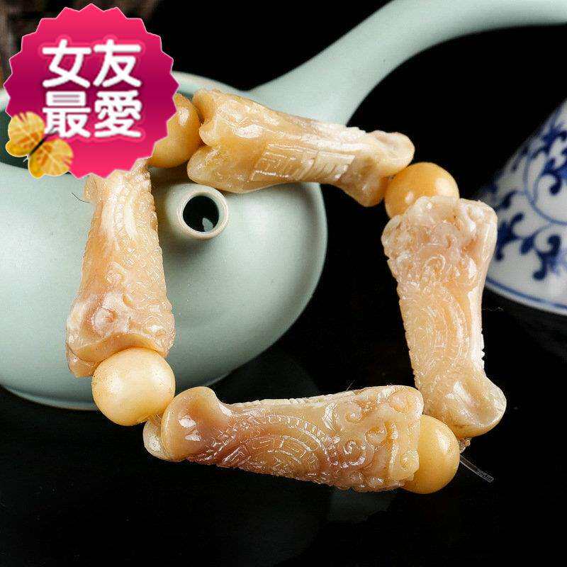 2021天然鹿骨手骨节雕刻四象青龙白虎朱雀玄武原骨手其他特色工艺品