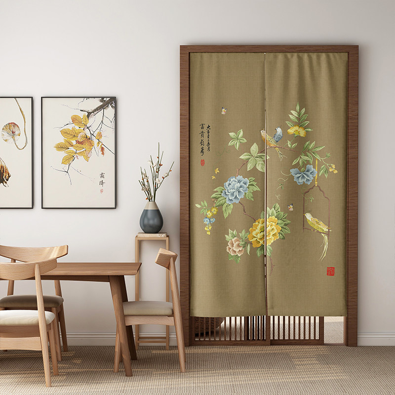 门帘墙挂门布遮挡挂布装饰帘子遮挡挂式小国风复古半帘穿杆免打