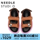 NEEDLE设计师品牌【柔软与坚韧】魔术贴面包凉鞋夏季女鞋圆头棕色