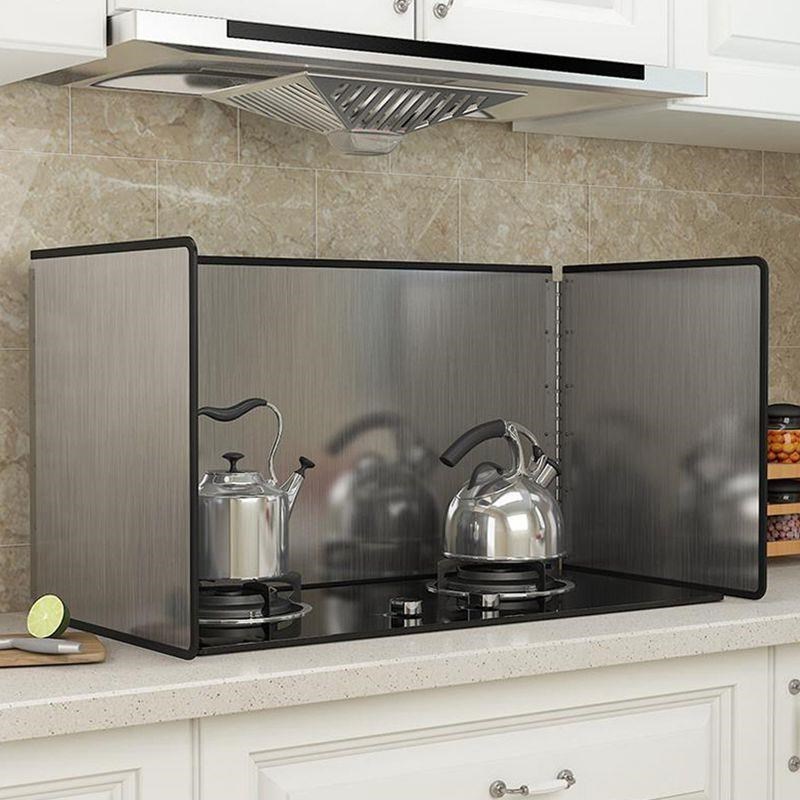 厨房挡油板煤气灶台耐高温不锈钢防油挡板炒菜防溅油烟机隔热挡板