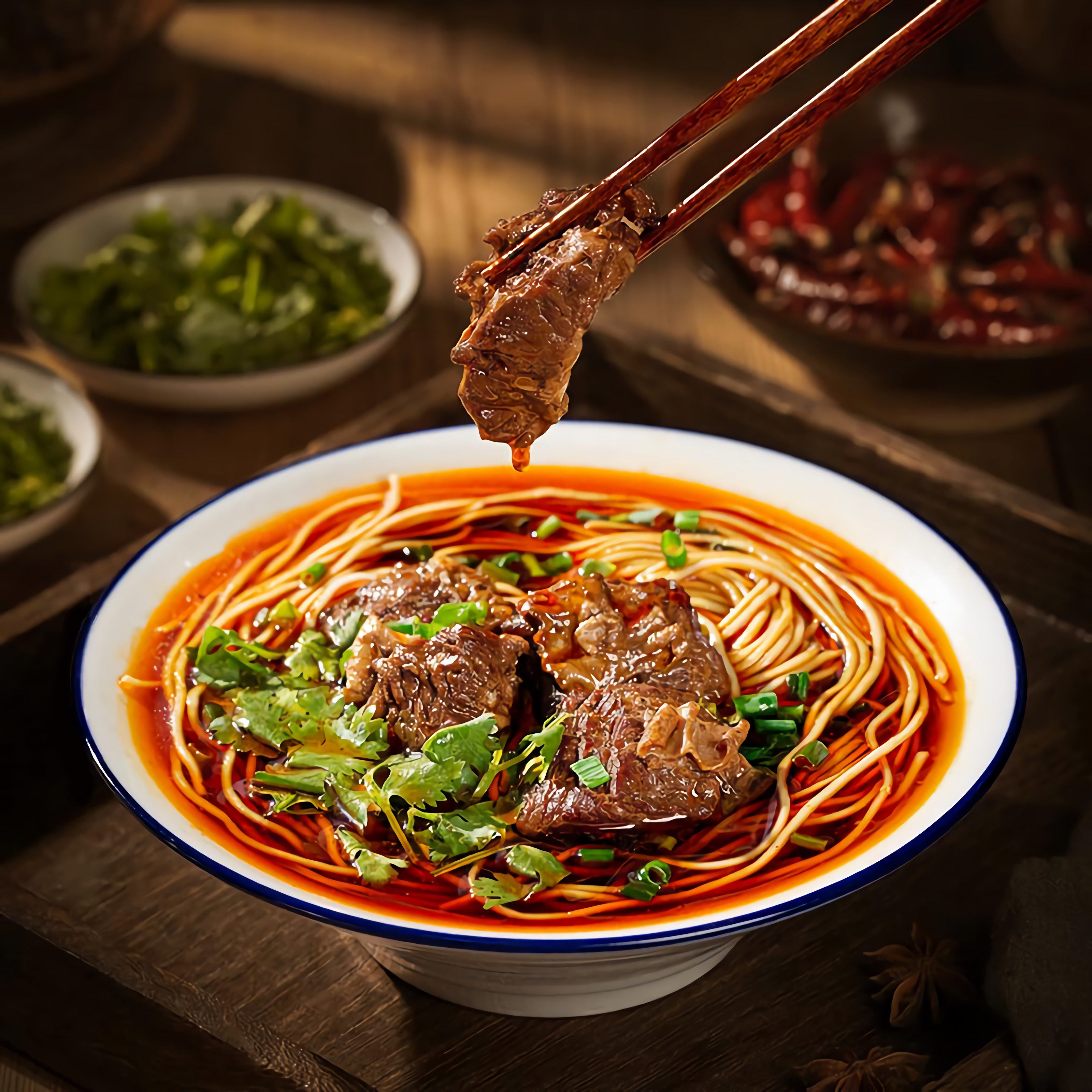 洪牛汇福建泉州手工牛肉面酱卤香味全麦挂面兰州拉面营养食品包装