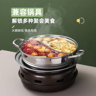 不锈钢木炭烧烤炉 家用户外便携式烤肉炉 商用韩式圆形碳烤炉盘