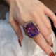 vintage意大利复古珐琅彩仿天然紫水晶戒指宫廷风时尚彩宝食指戒