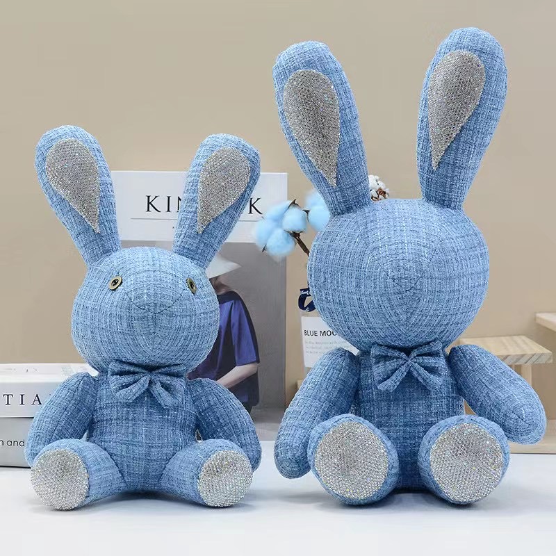 网红布偶带钻兔子玩偶毛绒玩具镶钻布娃娃客厅橱窗桌面摆件公仔