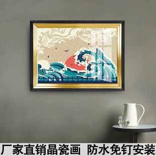 简约客厅墙挂画日式本浮世绘海边冲浪简约风景装饰画寿司店料理店