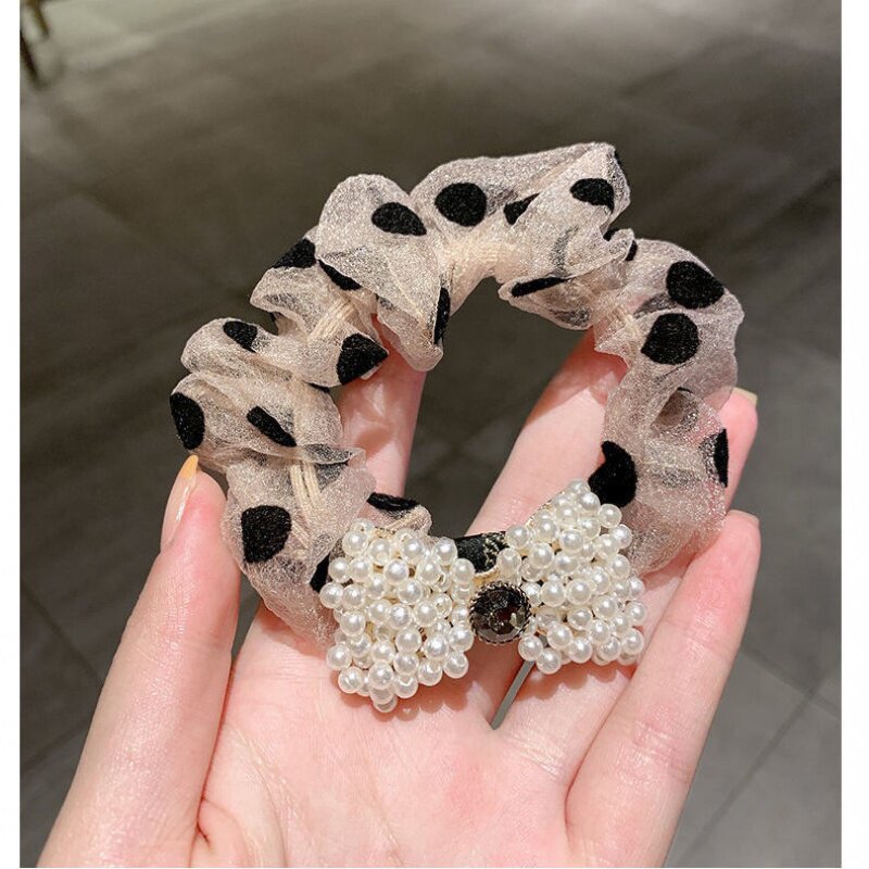 珍珠蝴蝶结大肠发圈复古法式头绳女ins韩国网红肥肠发绳扎头皮圈