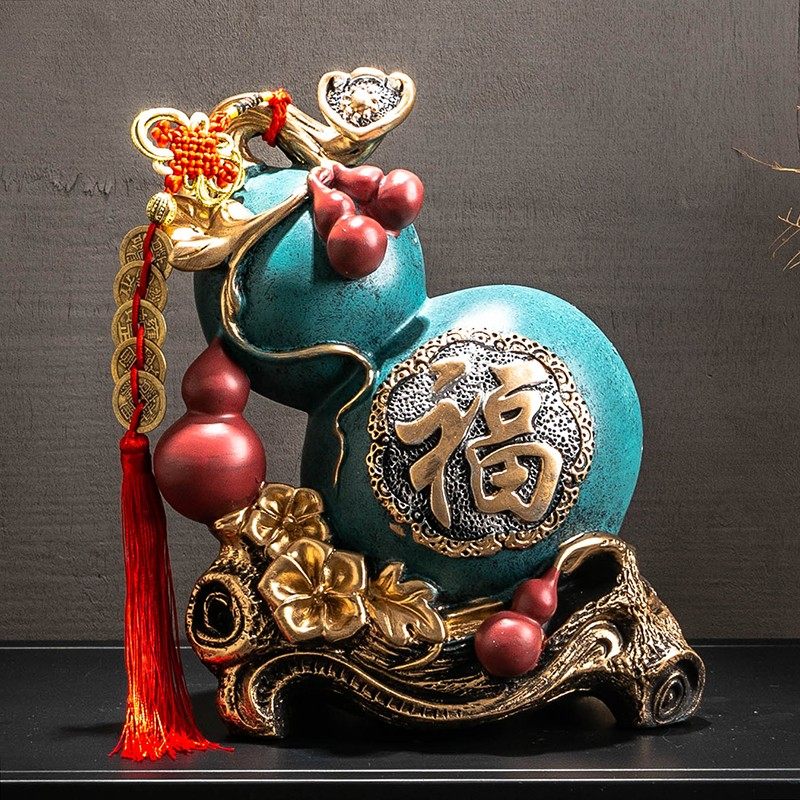 招财镇宅风水葫芦摆件招财家居客厅新中式玄关隔断酒柜工艺装饰品