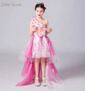 。六一儿童时装秀环保服装幼儿园女童裙子手工diy制作塑料袋演出