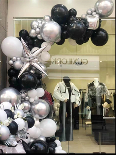 新年商场橱窗生日派对气球链条拱门装饰店铺开业庆背景墙场景布置