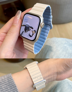 拼色运动硅胶磁吸男女款适用iwatch8/s9苹果表带applewatch7654se