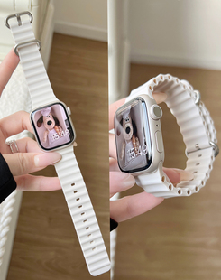 PAPI创意波浪纹硅胶男女款适用iwatch8/9苹果表带applewatch765se