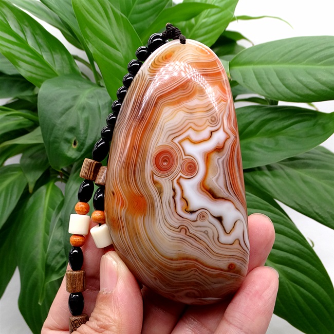 缠丝玛瑙手把件天然雨花石原石玉石文玩石头把玩件海洋玉髓男女士