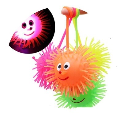 刺猬球软儿童弹力玩具带刺夜光按摩球软皮绳带大号软皮球毛球双色