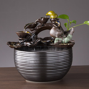 摆件客厅水景鱼缸图片】陶瓷喷泉流水摆件客厅水景鱼缸图片大全_q友网