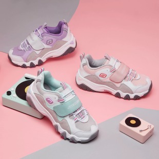 Skechers斯凯奇女童春秋复古运动老爹鞋魔术贴时尚熊猫鞋996458L