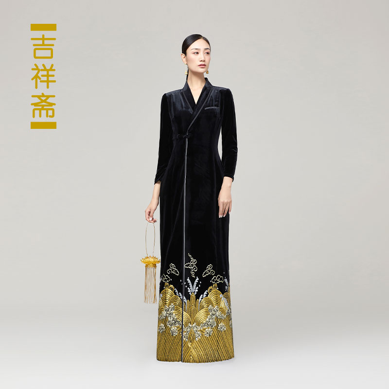 吉祥斋女装九州云龙长外套皇家海云纹盘金刺绣国风礼服正品