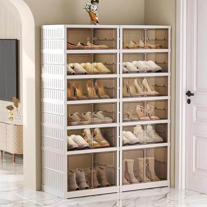 多层鞋架家用防尘折叠透明简易鞋柜经