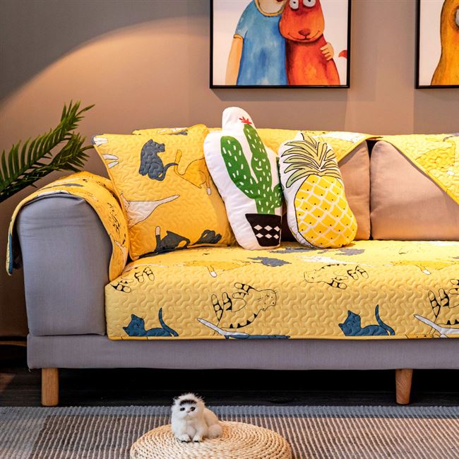 卡通可爱沙发垫子套布艺四季通用纯棉皮防滑组合套装客厅套靠背巾