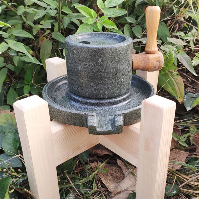 复古手工石磨家用宋代点茶小石磨盘艾绒斗茶具迷你研磨豆浆豆腐机