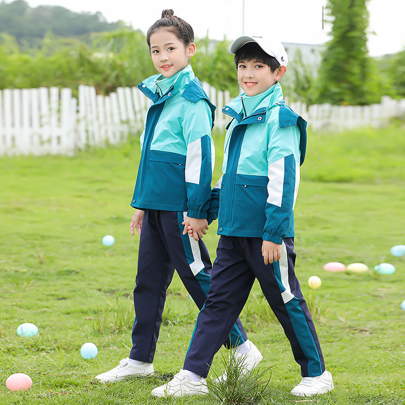 中小学生冲锋衣校服三件套儿童班i服幼儿园园服冬季帽子可