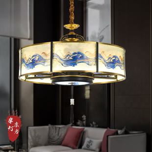 新中式吊灯客厅灯全铜大气中国风珐琅彩别墅复式楼大厅餐厅主灯具