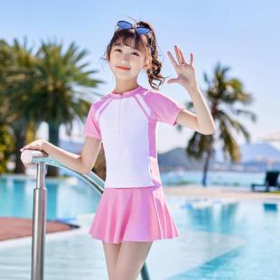 儿童泳衣女童新款分体公主裙中大童游泳衣女孩可爱学生专业游泳装