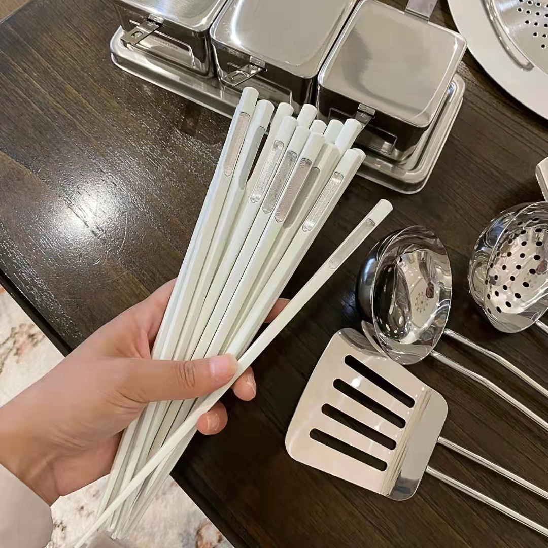 高颜值轻奢黑白色合金筷子家用高档新款防霉酒店特别好看的餐具