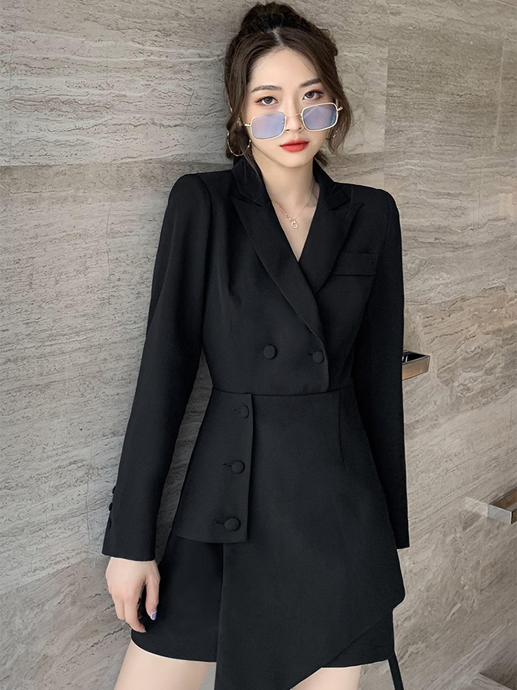 黑色西装连衣裙女2020年秋装新款