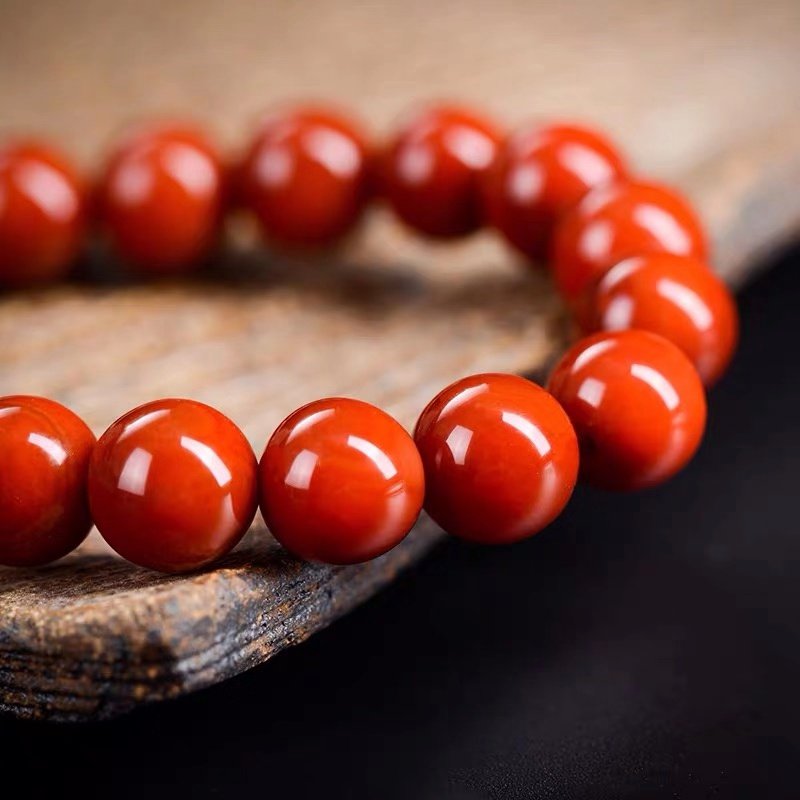 特价南红玛瑙 罗汉_天然蒙古料南红玛瑙手链女男款 火焰红南红飘冻肉