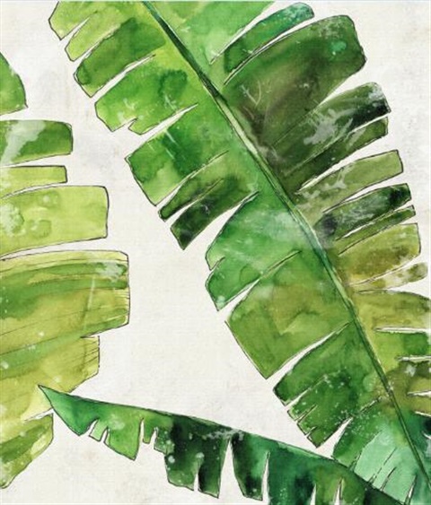 热带植物 绿色椰树树叶 仿手绘装饰画 北欧绿植油画布无框画