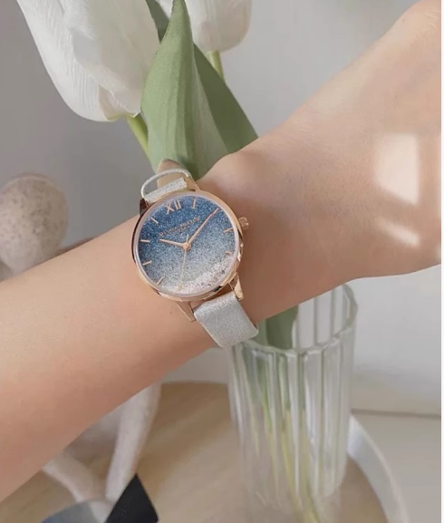 生日礼物正品OliviaBurton水晶满天星轻奢海蓝粉色百搭休闲女手表