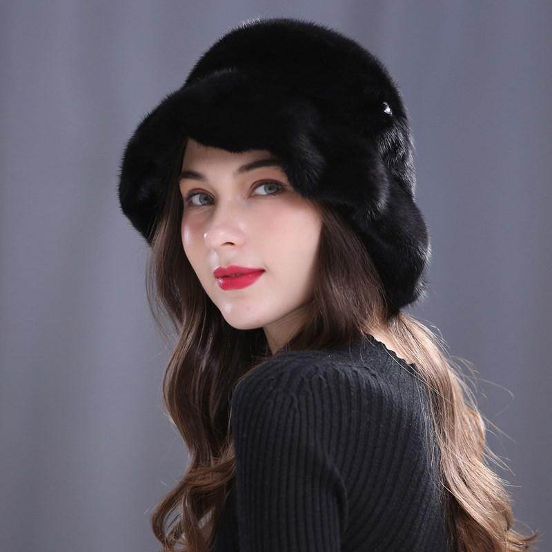 水貂皮帽子女