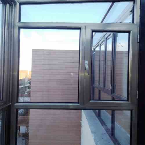 窗户阳光房断桥铝门窗封阳台德国维盾香槟色隔音窗 平开窗铝合金