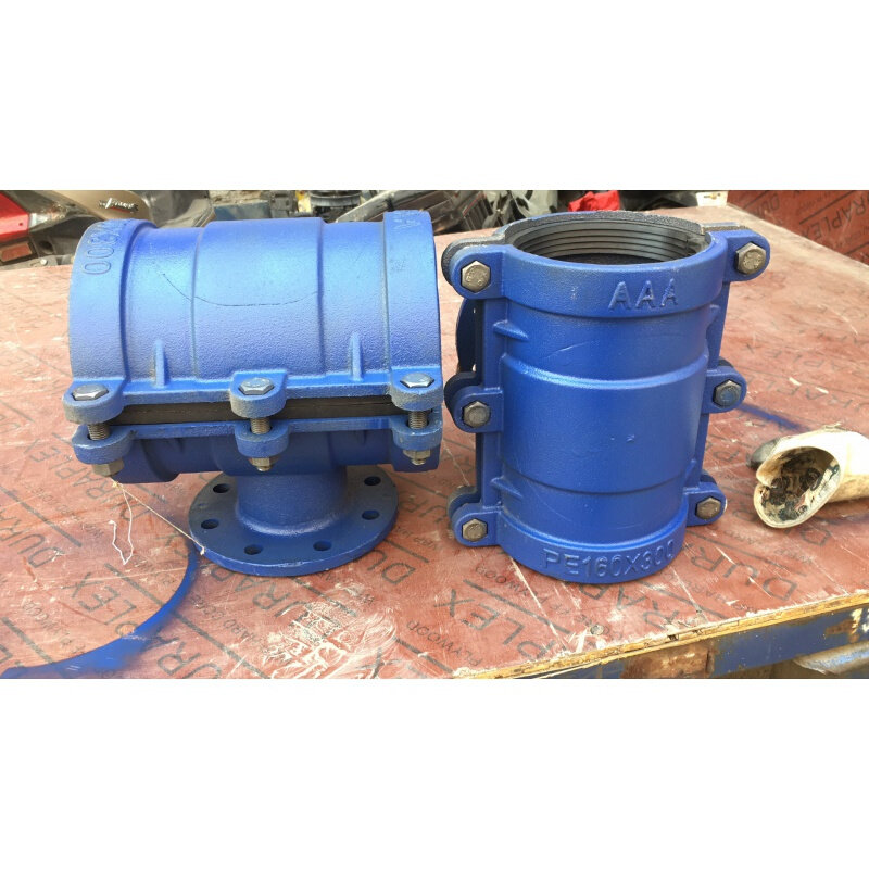 pe抱箍接头快速抢修三通夹板哈夫节铸铁pvc机械门锁