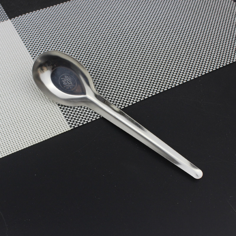 快餐店汤勺大不锈钢家用平底小勺子学校食堂学生吃饭勺子喝子铁