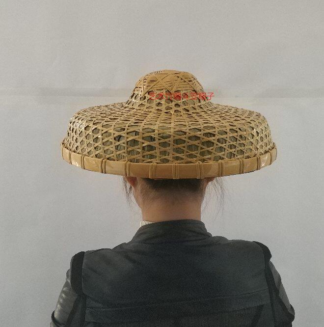 竹帽斗笠渔夫帽海南竹编帽子防雨防晒舞蹈道具渔民竹子遮阳草帽