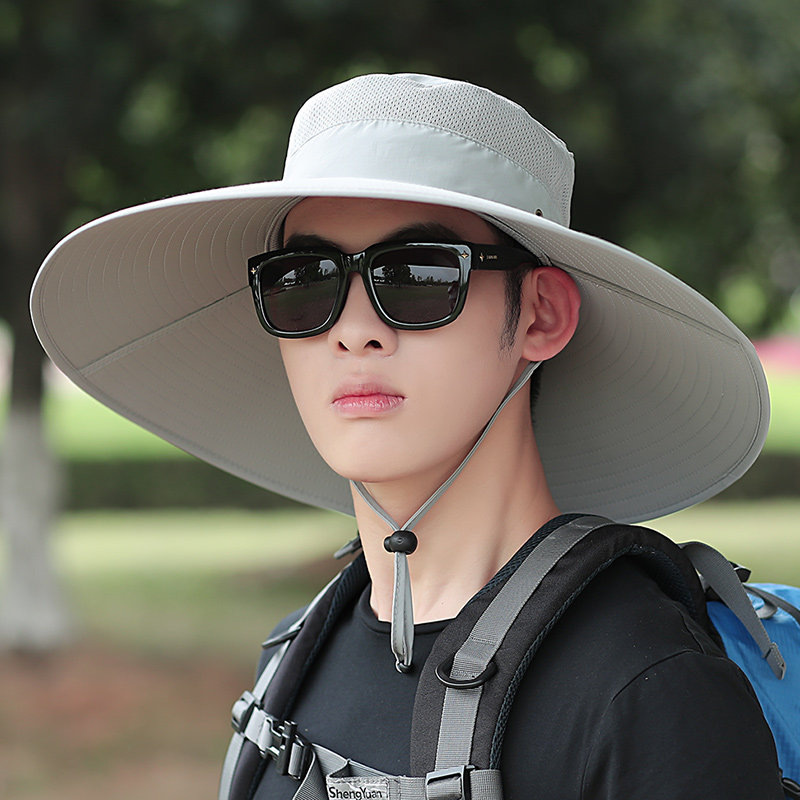 帽子男士夏季防晒遮阳帽大檐户外渔夫帽旅游登山钓鱼太阳透气凉帽